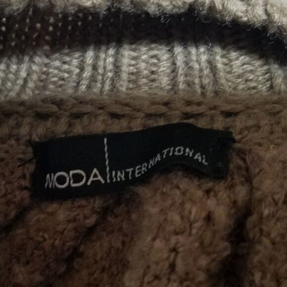 𝅺RARE Retro Moda International Brown Popcorn Boucle Wool Blend Ribbed Cardigan - Picture 14 of 15